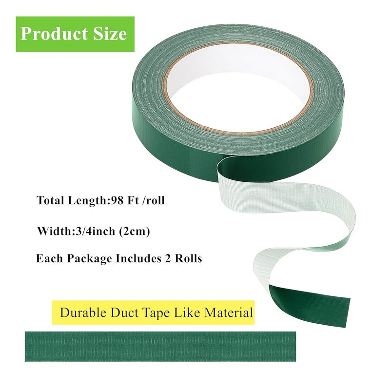 SICCOMA Green Flower Arrangement Tape 2 Pack 3/4" Flower Stem Wrap Adhesive Tape Wedding Bouquet Stem Wrapping Tape for Binding Flowers and Floral Crafts (2PCS, 3/4”x98FT/Roll) - Image 3